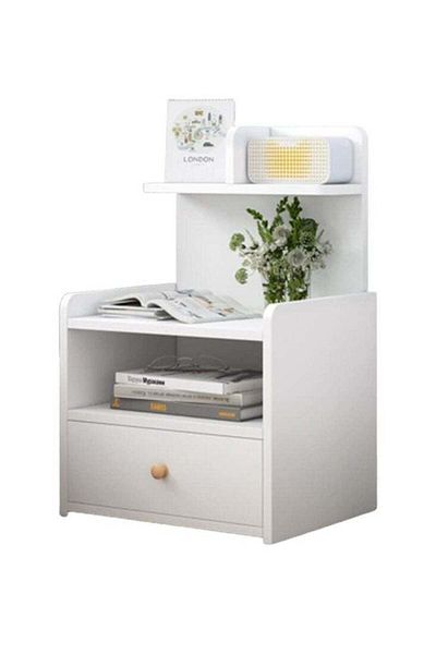 soufa dibaj Nightstand | Modern Nightstand Home Bedside Storage Cabinet with Drawer and Shelf