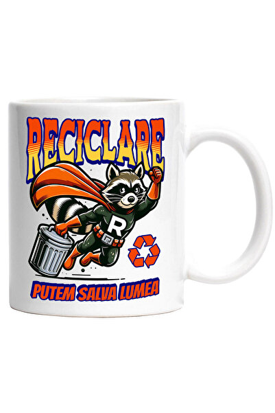 StoryGift Romania Cana cu Animal Super-Eroul Reciclare Cos De Gunoi Text Pute...