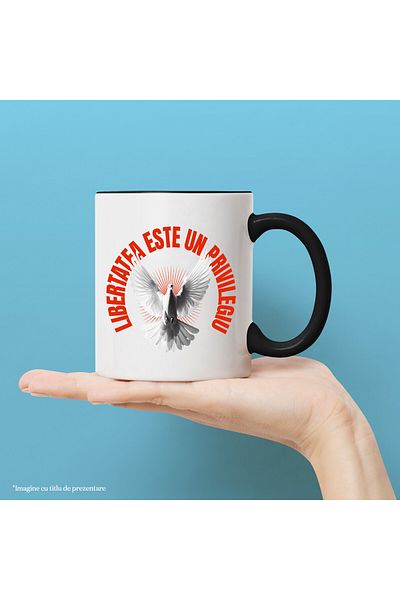 StoryGift Romania Mug with White Dove Huge Wings Symbol Purity Text Freedom Is A View, With ,STG.