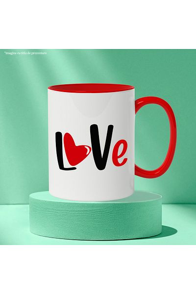 StoryGift Romania Mug for people in love with the text "Love" - ​​Valentine's Day with Handle, With, STG