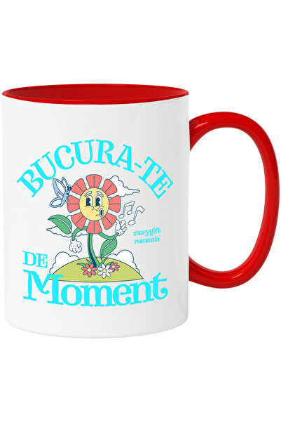 StoryGift Romania Cana cu Floare Colorata muzicala Text Bucura-te De Moment, ...
