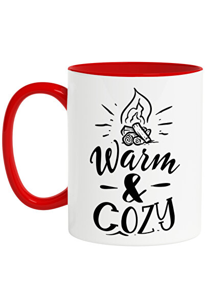 StoryGift Romania Cana cu un foc de tabara si textul "Warm & cozy" - cald si ...