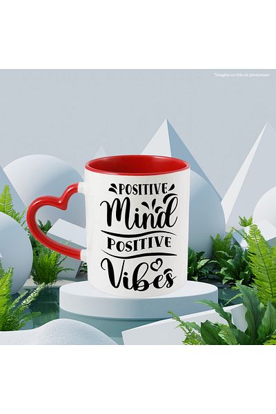 StoryGift Romania Mug for those who keep their minds positive with Red Heart Handle, With Heart Handle, STG.