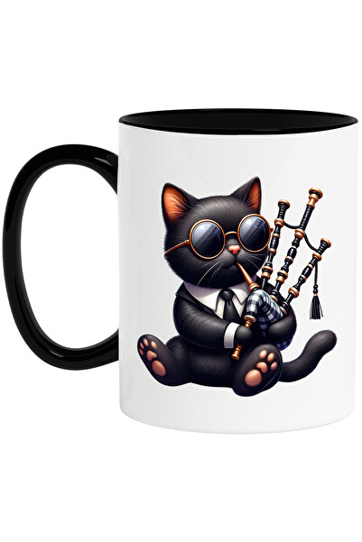 StoryGift Romania Cana cu o pisica neagra care canta la cimpoi, ilustratie, i...