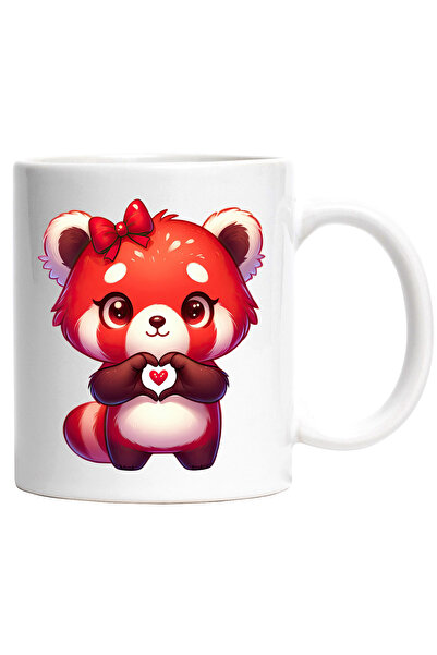 StoryGift Romania Cana cu un o ursoaica Panda Rosie | semn in forma de inima ...