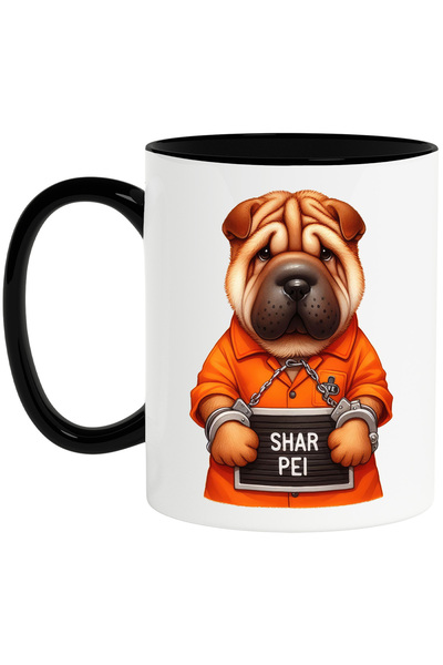 StoryGift Romania Cana cu un catel Shar Pei, ilustratie, trist, la inchisoare...