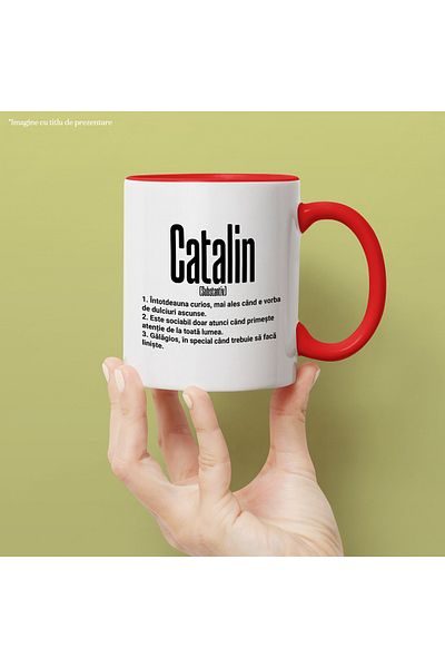 StoryGift Romania Mug With The Name Catalin, With Funny Message, Curious, Sociable, Noisy, 330ml, Sky, With,STG.