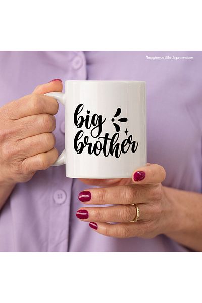 StoryGift Romania Cana pentru un frate mai mare bun si apreciat cu mesaj in limba engleza cu Maner, Cu Maner Alb