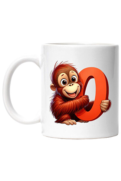 StoryGift Romania Cana cu o maimutica care tine cifra 0, ilustratie, pentru c...