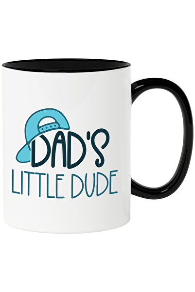 StoryGift Romania Cana cu Mesajul in Engleza Dad's Little Dude, Micul Om a lui Tata, Caciula Albas, Cu Maner Negru