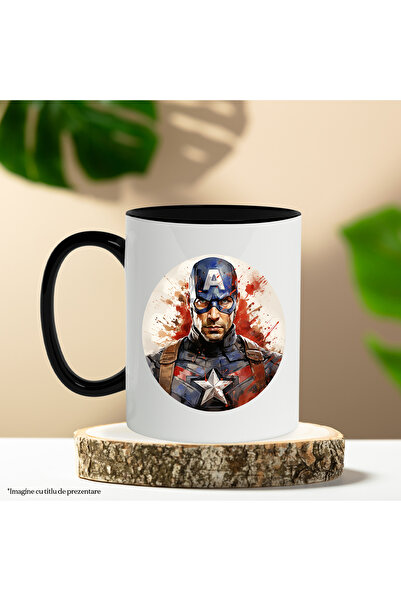 StoryGift Romania Captain America Mug, Circle, Marvel, Avengers, Superheroes, Mask, Multicolor, With