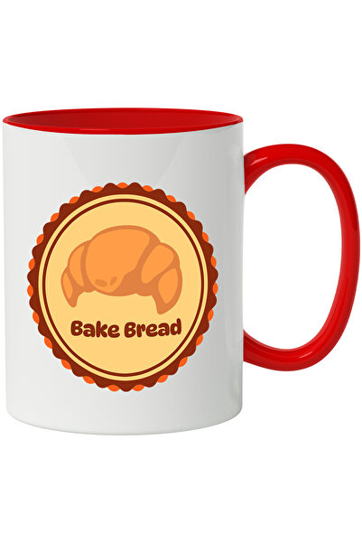 StoryGift Romania Cana Cu Mesaj In Engleza Baked Bread, Emblema, Croissant, Corn, Paine, Multicolo, Cu Maner Rosu