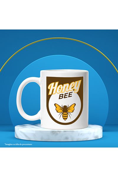 StoryGift Romania Cana Cu Mesaj In Engleza Honey Bee, Albina, Miere, Insecta, Multicolor 330 ml, C, Cu Maner Alb