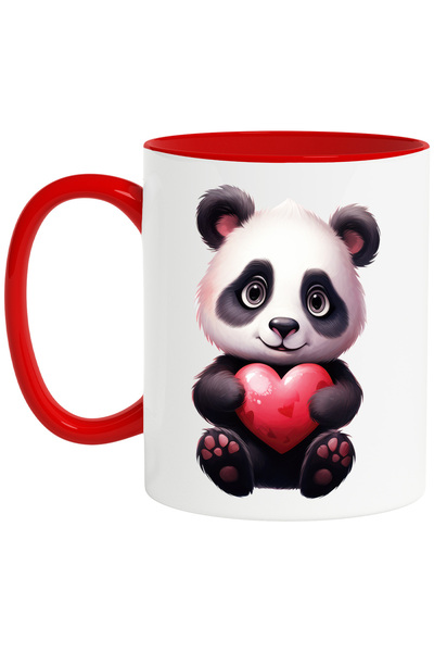 StoryGift Romania Cana cu un ursulet Panda care tine o inima | vesel | ilustr...