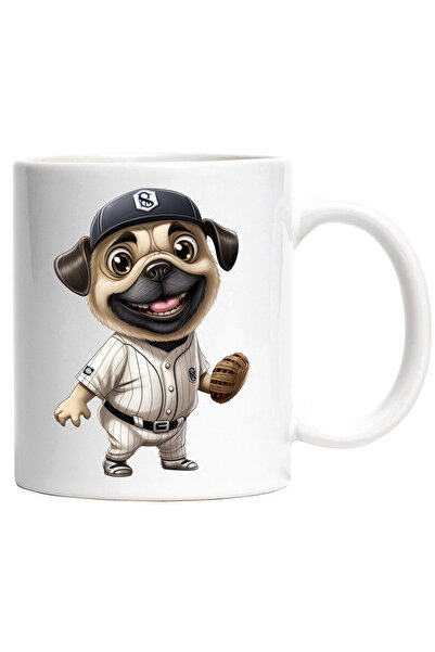 StoryGift Romania Cana cu un catel Pug care joaca baseball | manusa | prinde ...