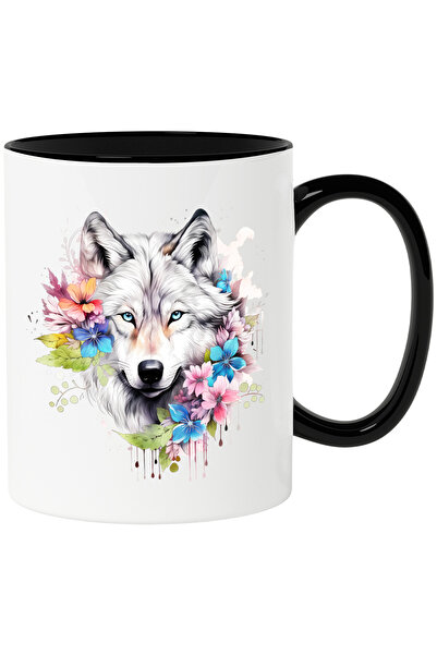 StoryGift Romania Cana cu un lup vesel | ilustratie | flori | arta abstracta....