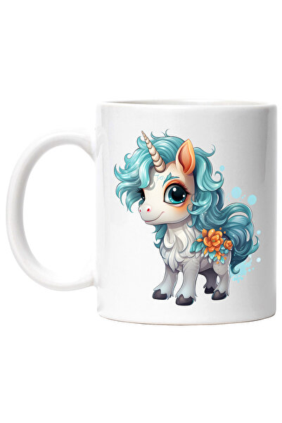 StoryGift Romania Cana cu un unicorn vesel | ilustratie | floricele portocali...