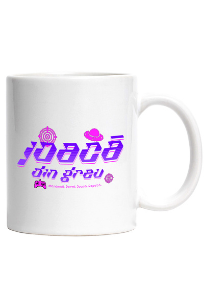 StoryGift Romania Cana Joaca din greu. Mananca. Dormi. Joaca. Repeta, 330ml, Ceramic cu Maner Alb, Cu Maner Alb