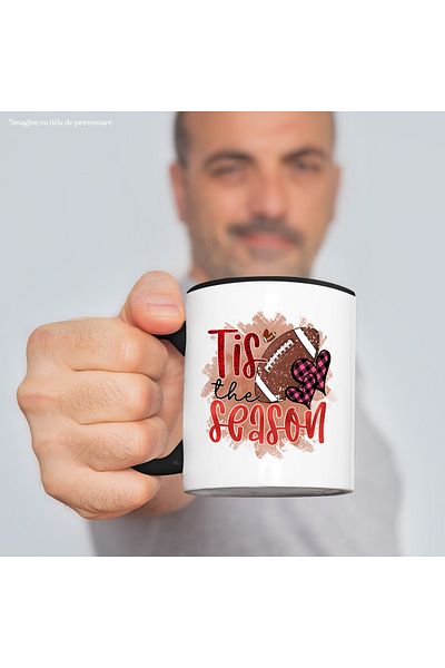StoryGift Romania American football mug with the message "Tis the season", this is the season, , With