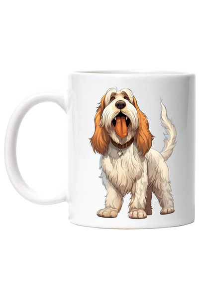 StoryGift Romania Cana cu un catel blanos care scoate limba | zgarda | ilustratie | pentru iubitor, Cu Maner Alb