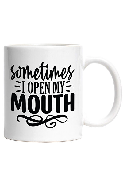StoryGift Romania Cana cu mesajul "Uneori deschid gura" - vorbit fara rost cu Maner Alb, Cu Maner Alb