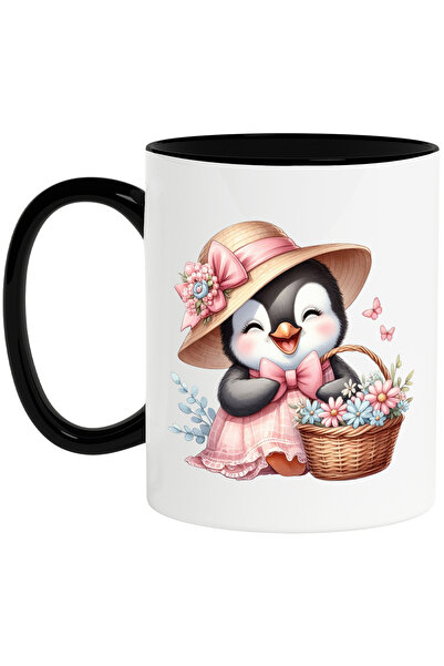StoryGift Romania Cana cu un pinguin in rochita, ilustratie, roz, palarie, co...