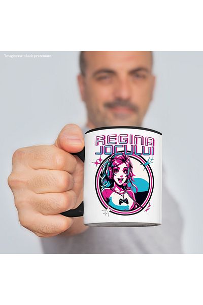 StoryGift Romania Game Queen Mug Anime Video Game Girl Style, 330ml, Ceramic with Black Handle, With Handle