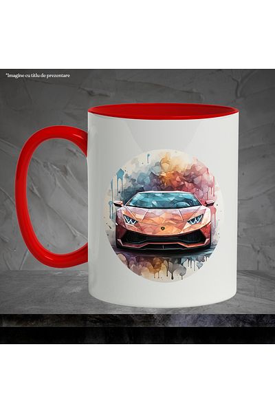 StoryGift Romania Sports Car Mug, Mosaic, Circle, Abstract, Vehicle, Multicolor 330 ml, Ceramics, With ,STG.