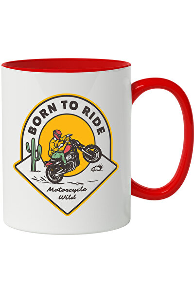 StoryGift Romania Cana Cu Mesaj In Engleza Born To Ride, Motocicelta, Cactus,...
