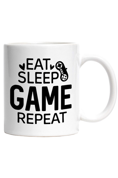StoryGift Romania Cana cu textul "Eat sleep, game, repeat" - mananca somn, jo...