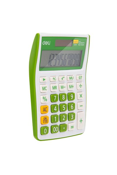 Deli Calculator Desktop 12 Digits White-Green 1238 Deli