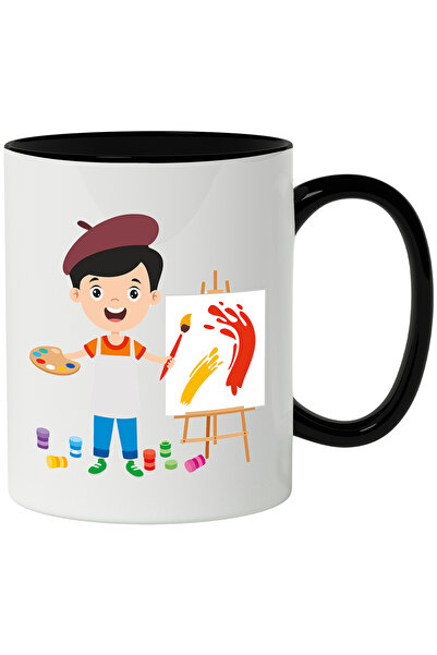 StoryGift Romania Cana Cu Pictor, Artist, Sevalet, Panza, Bereta, Acuarele, M...