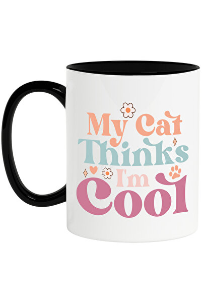 StoryGift Romania Cana cu floricele si mesajul "My cat thinks I'm cool" - pis...