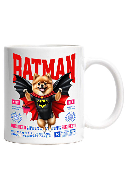 StoryGift Romania Cana cu Pomeranian / pomeranianCaine In Costum de BatMan cu...
