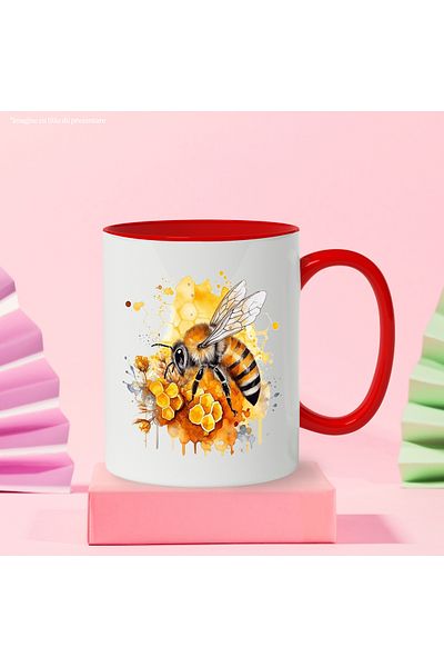 StoryGift Romania Cana Cu Albina, Fragure, Miere, Insecta, Aripi, Flori, Multicolor 330 Ml, Cerami, Cu ,stg