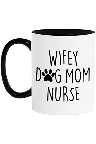 StoryGift Romania Cana cu textul in engleza "Wifey, dog mom, nurse" - sotie a...