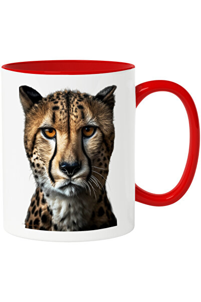StoryGift Romania Cana cu Portret Leopard, Leopard Din Fata, Fioros, Natura, ...
