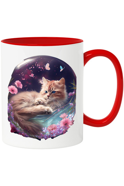 StoryGift Romania Cana Cu Pisica Galbena, Animale de Companie, Feline,Iubitor...