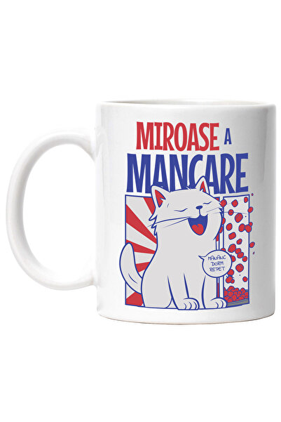 StoryGift Romania Cana Pisica alba mesaj haios MIROASE A MANCARE, iubtorii de...