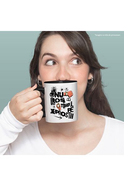 StoryGift Romania Mug Motivational quote Don't waste your time on nonsense, 330ml, Ceramic with Handle, With,STG