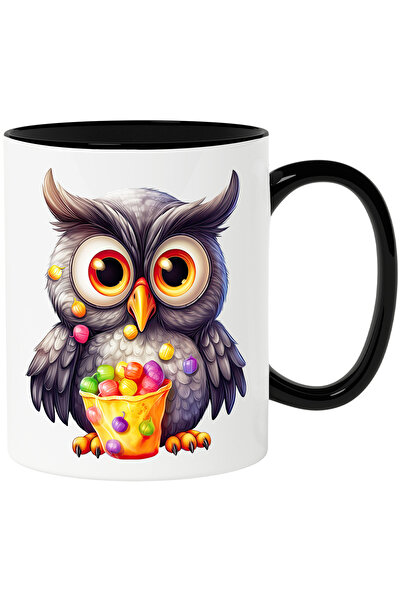StoryGift Romania Cana cu o bufnita vesela | ilustratie | ochi mari | bomboan...