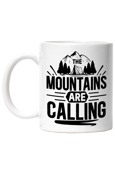 StoryGift Romania Cana cu munti si o padure cu mesajul "The mountains are calling" - muntii striga, Cu Maner Alb