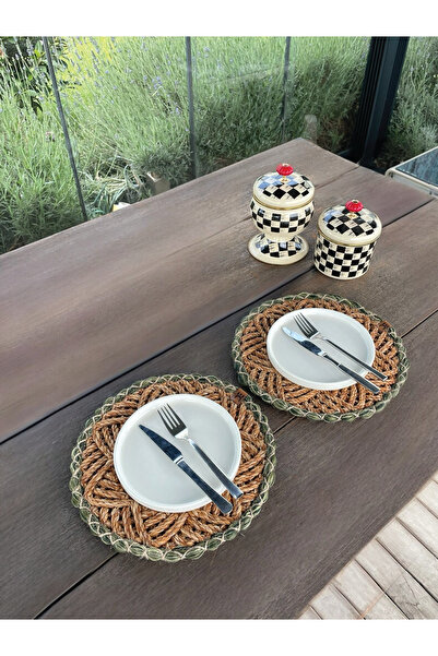 DESENSE 2'li Amerikan Servis - Leke Tutmaz- Kahverengi-Yeşil 33 X 33 Cm