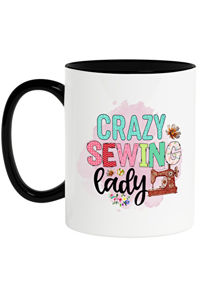 StoryGift Romania Cana cu mesajul "Crazy sewing lady", profesie, ilustratie, ...