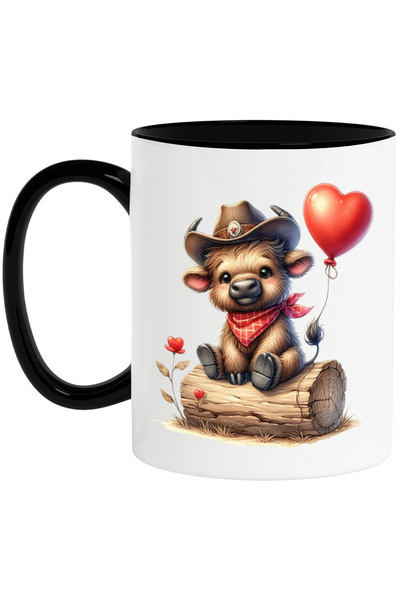 StoryGift Romania Cana cu un pui de zimbru cu palarie de cowboy | ilustratie | Vestul Salbatic | f, Cu Maner Negru