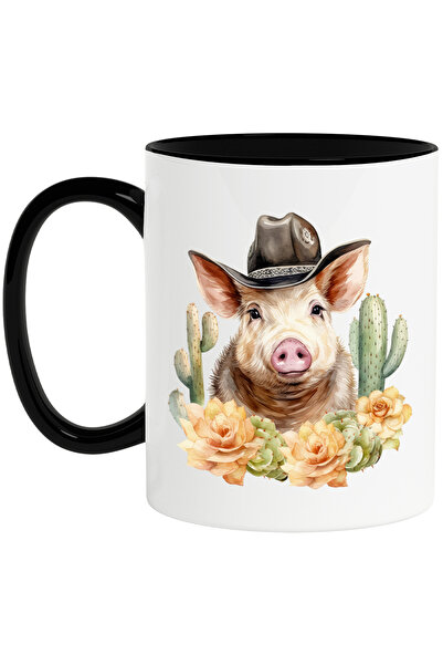 StoryGift Romania Cana cu un porcusor cowboy, ilustratie, Vestul Salbatic, fl...