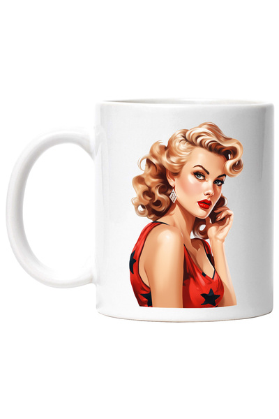 StoryGift Romania Cana cu o femeie frumoasa cu parul blond, ilustratie, stil ...