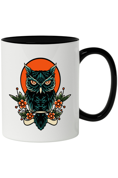 StoryGift Romania Cana Cu Bufnita, Flori, Cerc, Frunze, Panglica, Creanga, Mu...