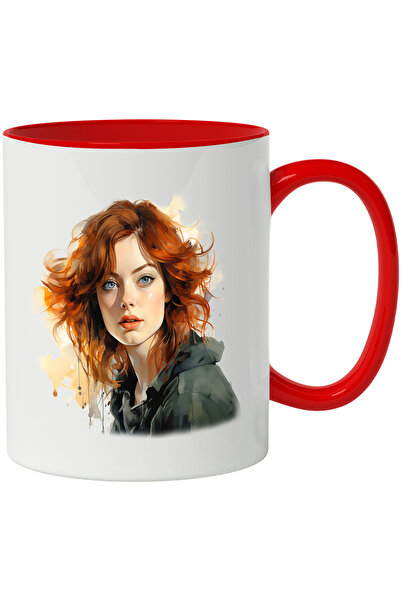 StoryGift Romania Cana Cu Emma Stone, Actrita, Celebritate, Film, Hollywood, Multicolor 330 ml, C, Cu Maner Rosu