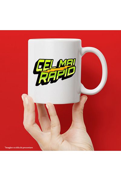 StoryGift Romania Cana cel mai rapid masina de curse viteza motor, 330ml, Ceramic cu Maner Alb, Cu Maner Alb